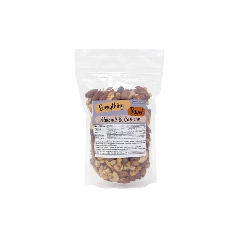 Everything Bagel Cashews and Almonds, Flavored Cashews, Flavored Almonds with