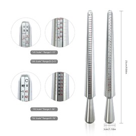 Ring Sizer Measuring Tool Metal Ring Mandrel Ring Gauge 1-13 Size with Half Size Rubber Hammer Ring Sizer Tools