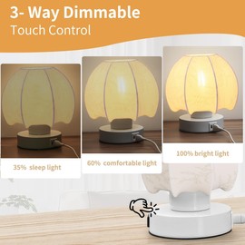 Mushroom Table Lamp 3 Way Touch Dimmable with USB Charging Ports A/C and Outlet Mushroom Night Light, Vintage Nightstand Lamp, Farmhouse Bedside Lamps for Living Room