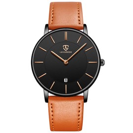 Mens Watches, Minimalist Wrist Watches for Men with Date Classic Men's Watch Leather Strap Ultra Thin Fashion Couple Gifts Montre Homme