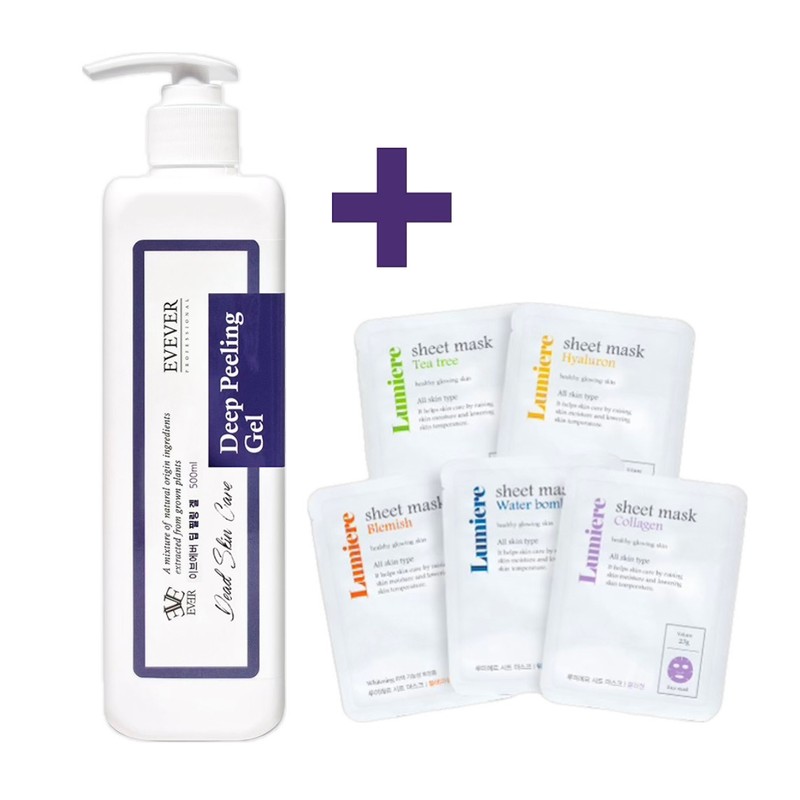 Eveever Deep Peeling Gel 500ml Large Capacity + Lumiere Mask