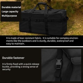 Large Military Duffle Bag Tactical Camping Storage Utility Tote Bag Camping Kitchen Organizer with Deployment Cargo Bag Travel Sports Equipment (Black, Medium 25.59"x13.78"x13.78")