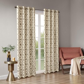 INK+IVY Grommet Curtains for Living Room, Ankara Print Taupe Window Curtains for Bedroom Family Room, Modern Contemporary Living Room Curtains, 50x63, 1-Panel Pack