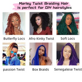 16 Inch Marley Twist Braiding Hair 3 packs Pre-Separated Springy Afro Twist Hair Extension for Passion Butterfly Locs 30# Kinky Afro Twist Crochet Hair Braids Spring Twist for Black Women