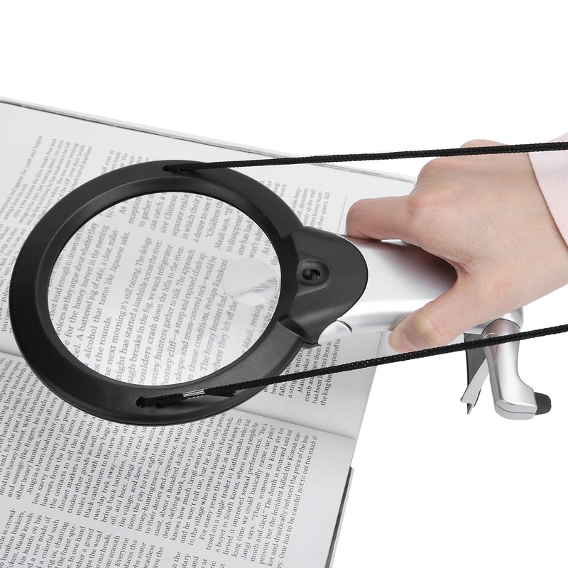 26X Dual LED Reading Magnifier Handheld Neck Wearing MultiFunction Table
