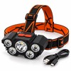 5 LED Rechargeable Headlamp, USB Charging Head Light with Adjustable
