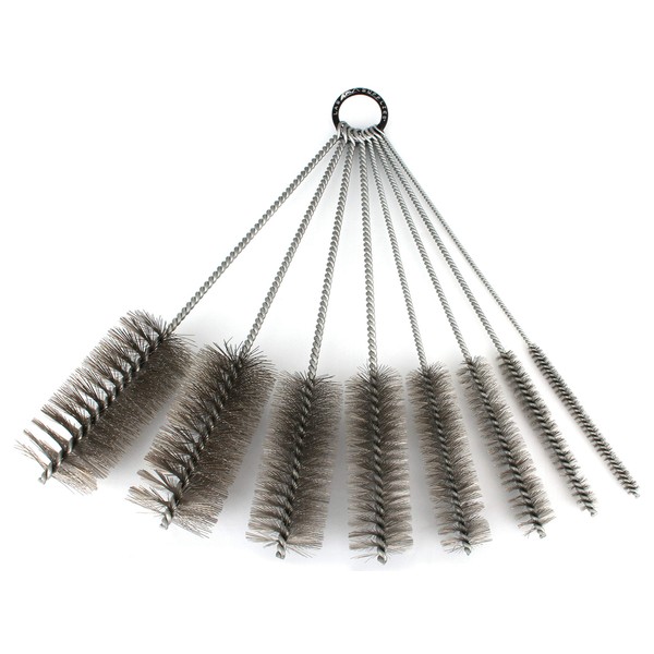 12 Inch Pipe Cleaning Brush Set with Stainless Steel Bristles, 8 Piece Variety Pack | for Auto Parts, Bottles, Guns, Tubes, etc.
