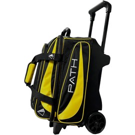 Pyramid Path Premium Deluxe Double Roller with Oversized Accessory Pocket Bowling Bag (Black/Gold)