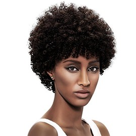 Pelucas afro rizadas cortas de 5 pulgadas con cabello 100% brasileño (marrón oscuro, rizos naturales en espiral) – Pelucas afro para mujeres negras – 