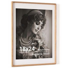 18 x 24 Poster Frame, USA-Sourced Oak Wood Picture Frame with HD Tempered Glass, Handcrafted Rounded Corner 18x24 Wooden Frame Matted to 16x20 Photos, Horizontal or Vertical Wall Display