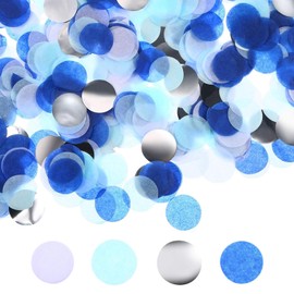 10000Pcs Blue Sliver Round Biodegradable Paper Confetti, Wedding Confetti Blue Biodegradable, Romantic Birthday Ball Decoration for Weddings, Anniversary, Valentines, Baby Shower ﻿