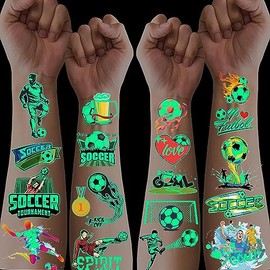 CharmeFleur 20 Blätter Fußball Sport Temporäre Tattoos für Kinder, Leucht im Dunkeln Tattoos für Jungen und Mädchen, Fußball Falsch Tattoos Aufkleber