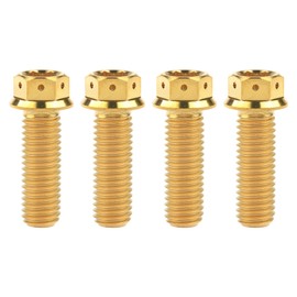 Wanyifa Titanium Flange Hex Head Bolt M8 15 20 25 30 35 40 45 50 55 60mm Screws Pack of 4 (M8x30mm, Gold)