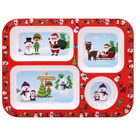 Little Stars Christmas Childrens Mealtime Tray, Lightweight sectioned Plate for Kids & Toddlers 4 compartments