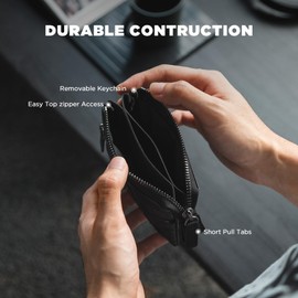 VULKIT Credit Card Holder Waterproof EDC Pouch Dupont Paper Card Wallet with Removable Keychain RFID Blocking Zip Pouch for Women Men