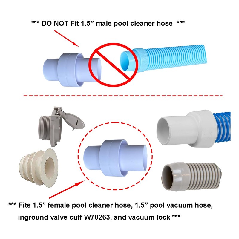 ATIE 1.5" Pool Hose Connector Coupling Adapter Connects Female Cuff