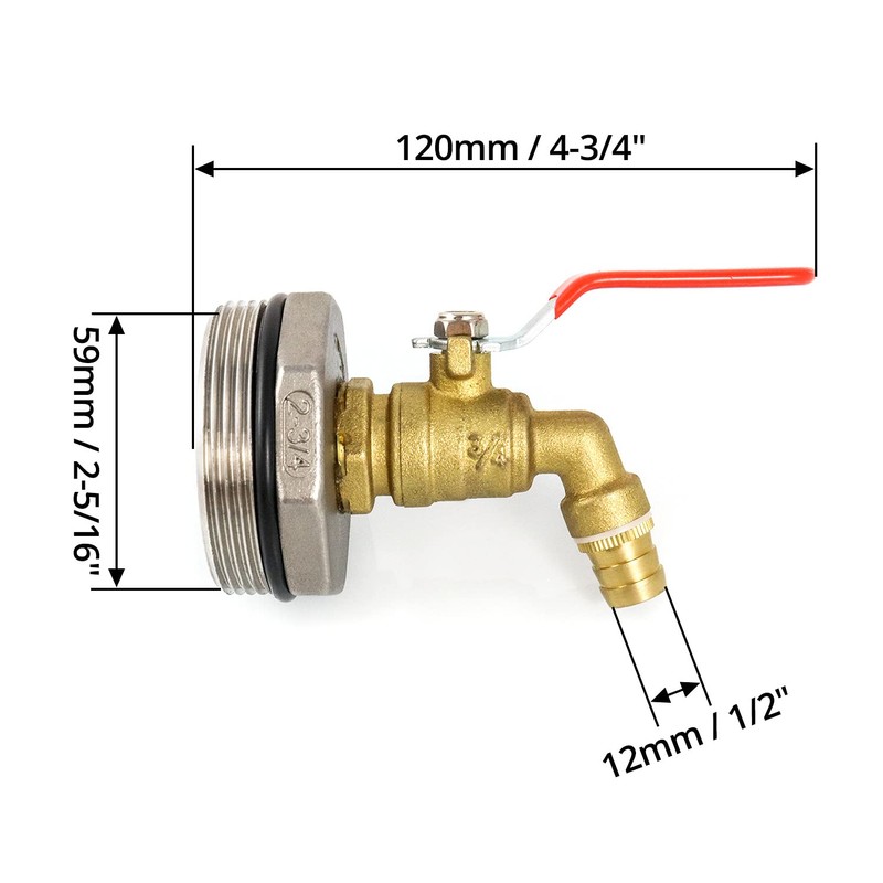 QWORK 2" Drum Faucet Brass Barrel Faucet with EPDM Gasket