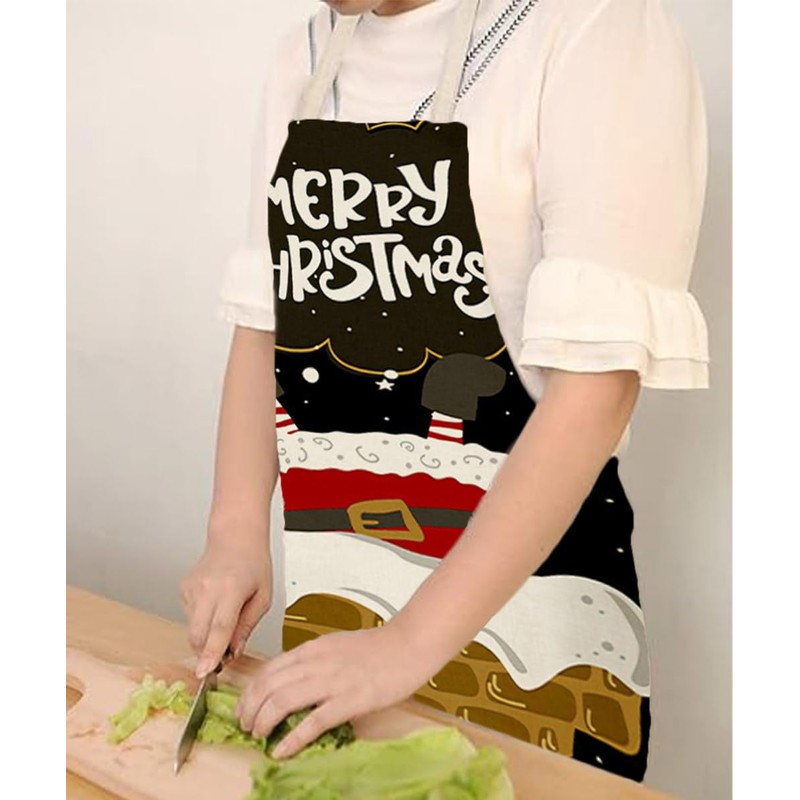JFAN Christmas Apron Christmas Apron Santa Claus Apron Gift Cartoon,