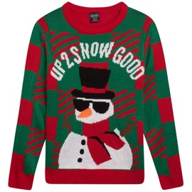 Quad Seven Boys' Ugly Christmas Sweater - Novelty Xmas Holiday Party Pullover (4-18), Size 16-18, Plaid Up 2 Snow Good