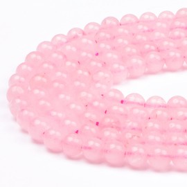60-65pcs 6mm Rose Quartz Beads - Natural Pink Crystal Beads for Bracelet Making, Smooth Round Stones for Jewellery Making, 1 Strand 15.5