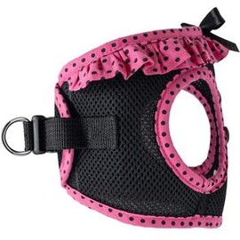 Doggie Design No Choke Dog Harness - Simple Step-in and Go Dog Vest for Small, Medium, and Large Breeds - Breathable Mesh Polyester Pet Harness - Hot Pink and Black Polka Dot - XL