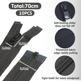 10 Pieces of Clothing Opening and Closing Accessories and 2 Rolls of Sewing Thread, DIY Sewing Materials, Can Be Used for Coats, Bags, Luggage