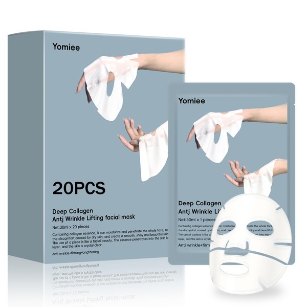 Jsykt 20 Pack Deep Collagen Anti Wrinkle Lifting Mask, Collagen
