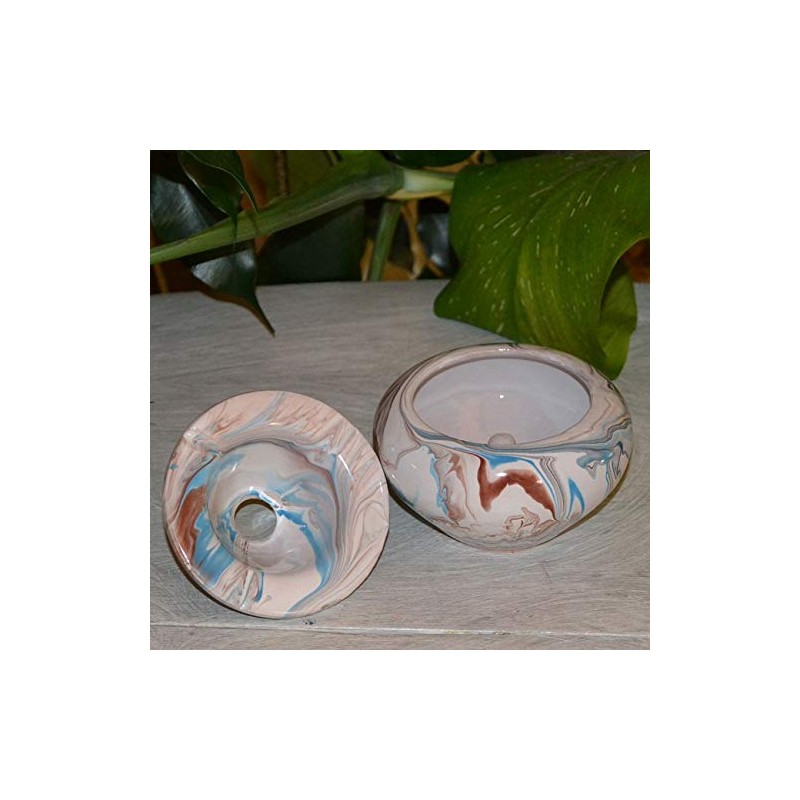 Small Tunisian Marble Ashtray in Blue, Brown and White