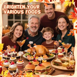 100 Fall Cocktail Picks, Thanksgiving Fancy Toothpicks for Appetizers Decor