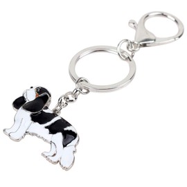 WEVENI Enamel Alloy Cavalier King Charles Spaniel Dog Keychain Accessories For Women Girls Car Purse Charms (Grey)