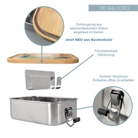 LOOXIS Personalisierte Edelstahl Lunchbox mit Holzdeckel für Kinder mit Namen & Motiv bedruckt – 800 ml, inkl Abtrennung, Auslaufsicher, Bento-Box – Geschenkidee Jungen, Mädchen, Einschulung – Einhorn