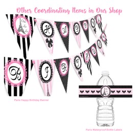 Paris Happy Birthday Banner Pennant - Paris Party Decorations - Glamour Girl Party Banner