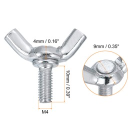 uxcell 5pcs M4x10mm Wing Butterfly Screws Bolts, Wing Bolt Thumb Hand Screws, Carbon Steel Butterfly Screws