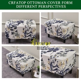 CRFATOP Ottoman Chair Cover Large Ottoman Chair Slipcovers Solid Rectangle Storage Stool Cover Stretch Footstool Footrest Sofa Slipcovers with Elastic Bottom,44
