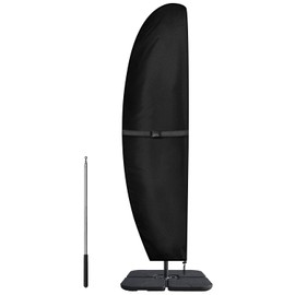 Dokon Parasol Cover with Rod, Waterproof, Windproof, Heavy Duty Rip Proof 420D Oxford Fabric Extra Large Cantilever Umbrella Cover with Zip, 265x40/70/50cm (Black)