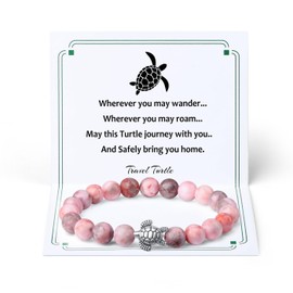 ZHIYUXI Travel Turtle Gifts for Women Sea Turtles Bracelet Natutal Stone Beads Bracelet
