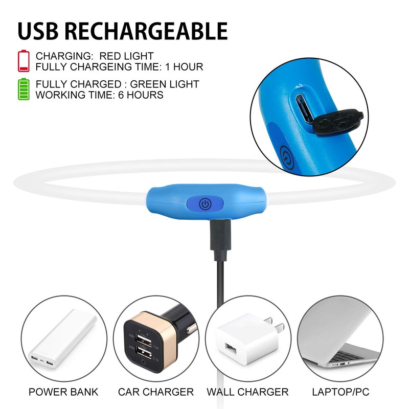 Novkin 2-Pack LED Dog Collar, Light Up Dog Collars,Rechargeable Dog