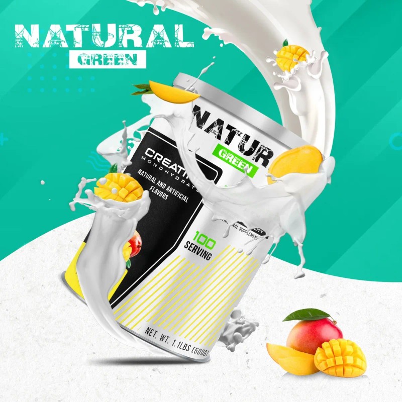 Creatina Monohidratada Green 500g 100 Servicios Mango