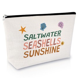 Funny Beach Gifts for Women Summer Travel Makeup Pouch Vacation Ocean Beach Themed Gifts for Summer Lovers Makeup Bag Girls Trip Birthday Christmas for Friends Bestie Travel Pouch Zipper Toiletry Bag