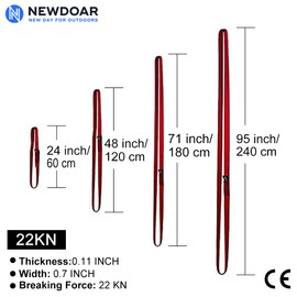 Newdoar 16 mm Nylon Sling Runners 23 kN Rock Climbing Loop Lightweight Yoga Slinging, red