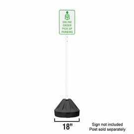 Plasticade Roll-A-Post Portable Sign Post Base for 24" x 24" or Smaller Signs, Designed for School, Airport, Parking Lot, Durable Plastic, Wind Resistance, 18" x 12", Black, Post Not Included