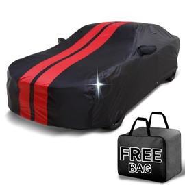 iCarCover Custom Car Cover for Honda Civic Hatchback (1996-2005) Waterproof All Weather Rain Snow UV Sun Protector Full Exterior Indoor Outdoor Car Cover (Stripe - Black/Red)
