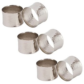 ITOS365 Handmade Round Hammered Silver Napkin Rings Holder for Dinning Table Parties Everyday, Set of 6
