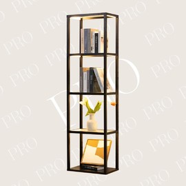 FENLO Fantasy Plus Pro- 66” Glass Display Cabinet with Dimmable LED Floor Lamp, Open Curio Cabinet with Color Changing Temperatures