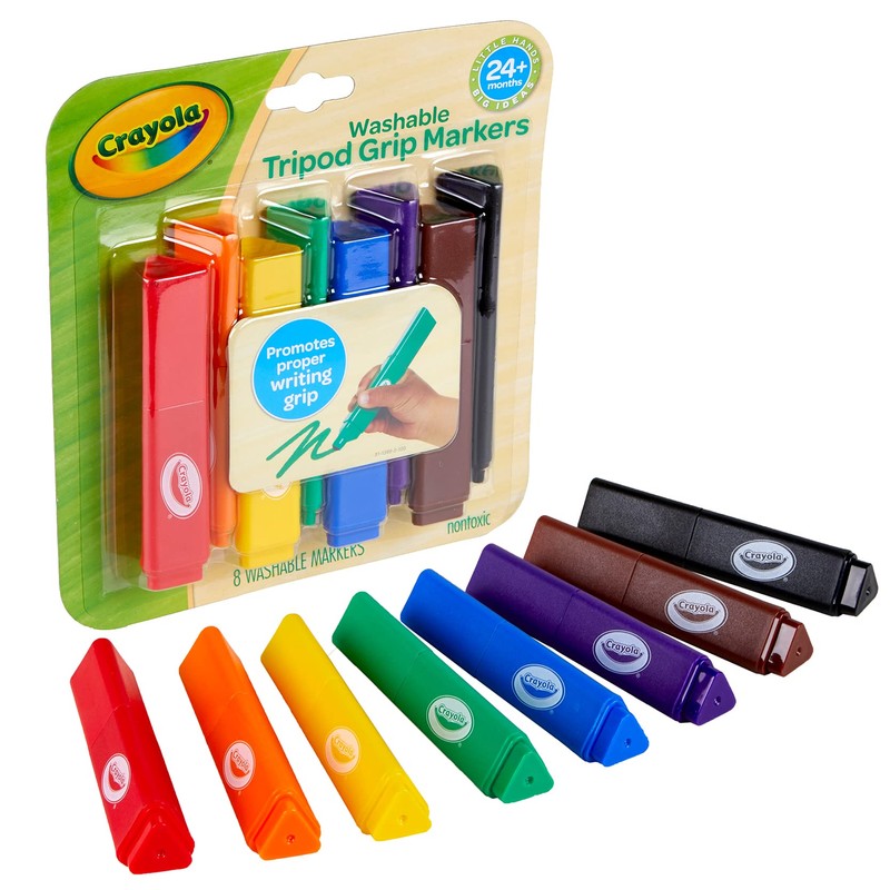 Crayola Triangle Toddler Markers (8ct), Easy Grip Washable Markers for