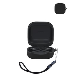 Compatible with SHOKZ OpenFit 2 Active Noise Cancelling Earbuds,Premium Silicone Shockproof Protection Skin Touch Charging Port Accessible, Front LED Visible with Lanyard,Black.