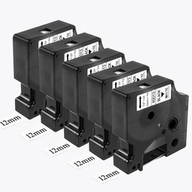 Compatible Label Tape to Replace DYMO D1 45013 S0720530 Black on White for Dymo LabelManager 280 160 210D LabelPoint 150 250.12 mm x 7 m, 5