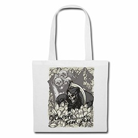 'Shoulder bag "Grim Reaper Skull Gothic Outdoor Bike Club Mc Motorcycle Chopper Custom Motorbike, Meet Club Meet Shopping Bag School Bag Gym Bag in White