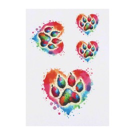 Azeeda 4 x 'Pfotenabdruck Liebesherz' Temporäre Tattoos - Wasserfest, Hautfreundlich & Ungiftig · Transfers in Verschiedenen Größen (TO00077642)