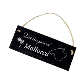 Slate Board Favourite Island Mallorca with Palm Tree Motif 22 x 8 cm